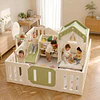 Retiro Express-Corral de 7 Juegos Infantil con Casita y Centro de Actividades Plástico Beige | 133x180x200 cm