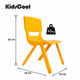 Kidscool Silla Infantil Apilable Ergonómica de Plástico Reforzado Amarillo 34x38x52 cm