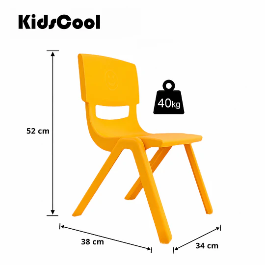 Kidscool Silla Infantil Apilable Ergonómica de Plástico Reforzado Amarillo 34x38x52 cm