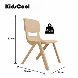Kidscool Silla Infantil Apilable Ergonómica de Plástico Reforzado Café 34x38x52 cm