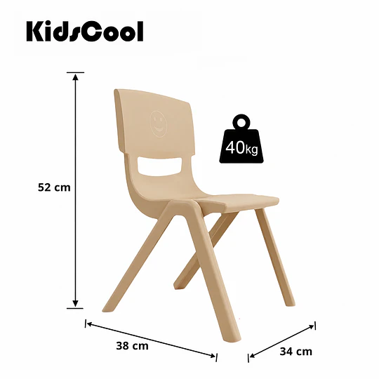 Kidscool Silla Infantil Apilable Ergonómica de Plástico Reforzado Café 34x38x52 cm