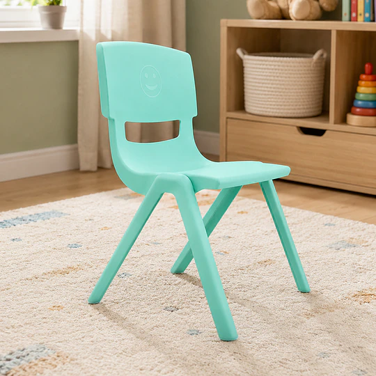 Kidscool Silla Infantil Apilable Ergonómica de Plástico Reforzado Verde 34x38x52 cm