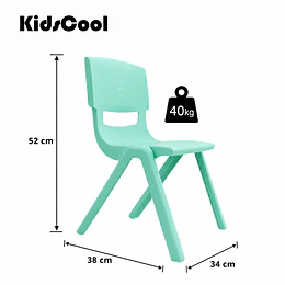 Kidscool Silla Infantil Apilable Ergonómica de Plástico Reforzado Verde 34x38x52 cm