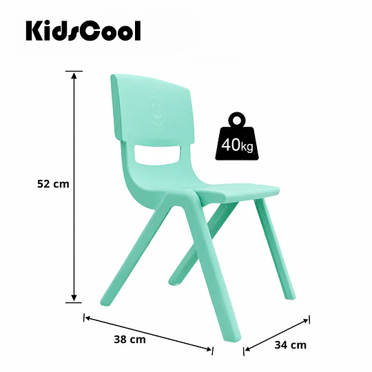 Kidscool Silla Infantil Apilable Ergonómica de Plástico Reforzado Verde 34x38x52 cm