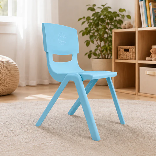 Kidscool Silla Infantil Apilable Ergonómica de Plástico Reforzado Azul 34x38x52 cm