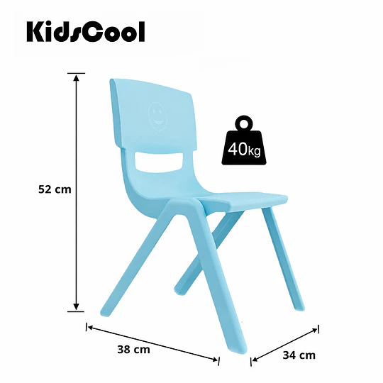 Kidscool Silla Infantil Apilable Ergonómica de Plástico Reforzado Azul 34x38x52 cm