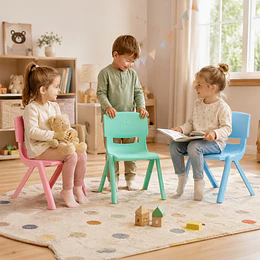 Kidscool Silla Infantil Apilable Ergonómica de Plástico Reforzado Azul 34x38x52 cm