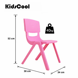 Kidscool Silla Infantil Apilable Ergonómica de Plástico Reforzado Rosado 34x38x52 cm