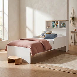 Cama De Transición Infantil 1 Plaza Kidscool Con Estante Blanca