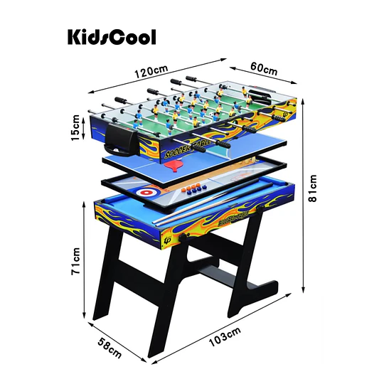 Retiro Express-Mesa Plegable 5 Juegos Kidscool Taca Taca Pool Ping Pong- 