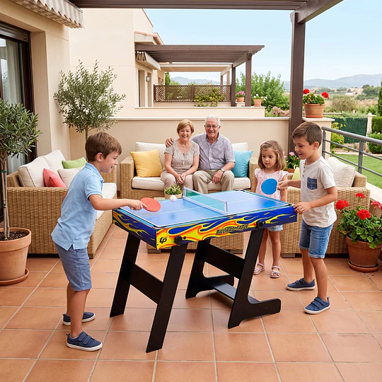 Retiro Express-Mesa Plegable 5 Juegos Kidscool Taca Taca Pool Ping Pong- 