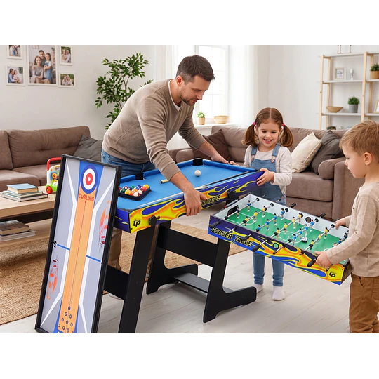 Retiro Express-Mesa Plegable 5 Juegos Kidscool Taca Taca Pool Ping Pong- 