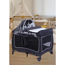 Cuna Corral Plegable de Viaje Kidscool Colecho con Mudador Organizador y Móvil 104 x 76 x 76 cm Gris
