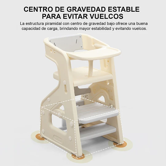 Retiro Express -Kidscool Silla de Comer Crecimiento Evolutiva Infantil 3 en 1 Plástica Blanco Gris 79x43x50 cm 