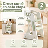 Retiro Express-Silla Alta Comedor Infantil y Torre de Aprendizaje Plástico Verde Menta / Gris 80x42x51 cm