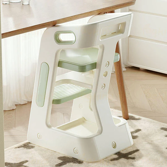 Retiro Express-Silla Alta Comedor Infantil y Torre de Aprendizaje Plástico Verde Menta / Gris 80x42x51 cm