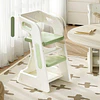 Retiro Express-Silla Alta Comedor Infantil y Torre de Aprendizaje Plástico Verde Menta / Gris 80x42x51 cm