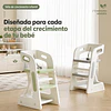 Retiro Express-Silla Alta Comedor Infantil y Torre de Aprendizaje Plástico Verde Menta / Gris 80x42x51 cm