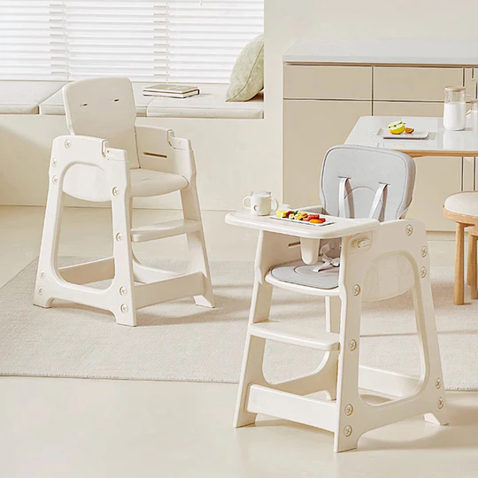 Silla Alta de Comer Infantil con Bandeja Extraíble Beige Crema 91x46x57.5 cm