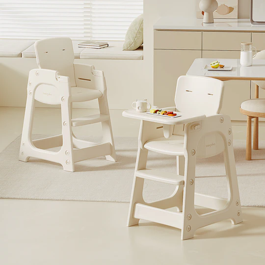 Silla Alta de Comer Infantil con Bandeja Extraíble Beige Crema 91x46x57.5 cm