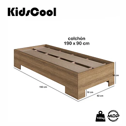 Cama 1 Plaza Miel Be Design Xangai 90x190 cm - Cama Juvenil Baja MDP