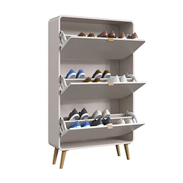 Zapatero 3 Puertas Abatibles Beige Be Design 130x76x24 cm - Mueble Organizador de Zapatos