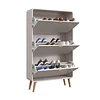 Zapatero 3 Puertas Abatibles Beige Be Design 130x76x24 cm - Mueble Organizador de Zapatos