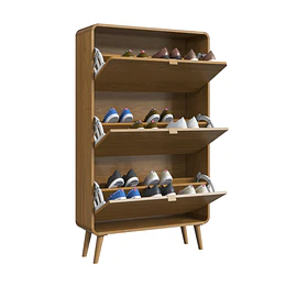 Zapatero 3 Puertas Abatibles Roble Be Design 130x76x24 cm - Mueble Organizador de Zapatos