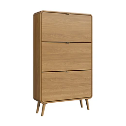 Zapatero 3 Puertas Abatibles Roble Be Design 130x76x24 cm - Mueble Organizador de Zapatos