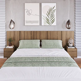 Respaldo de Cama 2 Plazas con Veladores Miel Be Design 224 cm