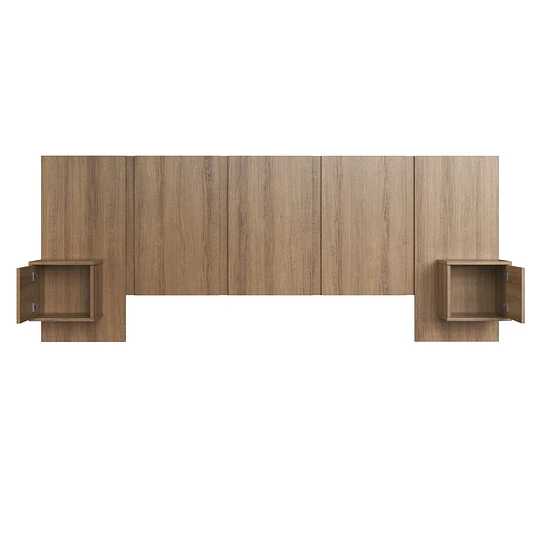 Respaldo de Cama 2 Plazas con Veladores Miel Be Design 224 cm