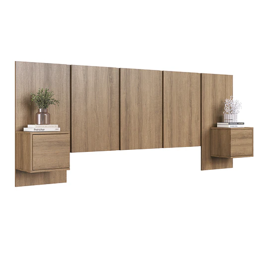 Respaldo de Cama 2 Plazas con Veladores Miel Be Design 224 cm