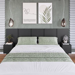 Respaldo de Cama 2 Plazas con Veladores Grafito Be Design - 224 cm