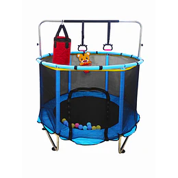 Retiro Express- Cama Elástica Infantil 4,5 Pies (1,40m) Kidscool Azul con Barra Regulable y Accesorios