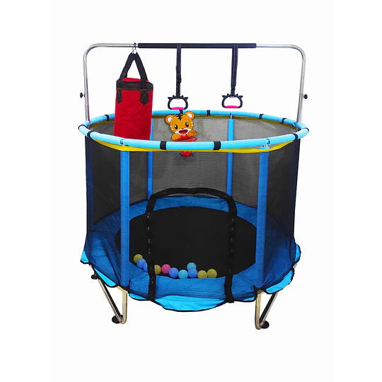 Retiro Express- Cama Elástica Infantil 4,5 Pies (1,40m) Kidscool Azul con Barra Regulable y Accesorios