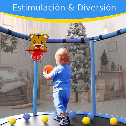 Retiro Express- Cama Elástica Infantil 4,5 Pies (1,40m) Kidscool Azul con Barra Regulable y Accesorios