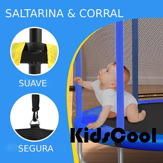 Retiro Express- Cama Elástica Infantil 4,5 Pies (1,40m) Kidscool Azul con Barra Regulable y Accesorios