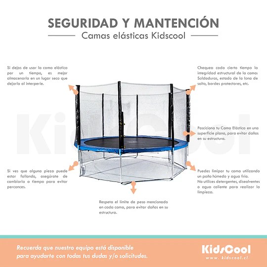 Retiro Express- Cama Elástica Infantil 4,5 Pies (1,40m) Kidscool Azul con Barra Regulable y Accesorios