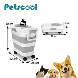 Retiro Express - Contenedor Hermético Plegable Alimento Mascota PetsCool 8 kg Gris Ruedas