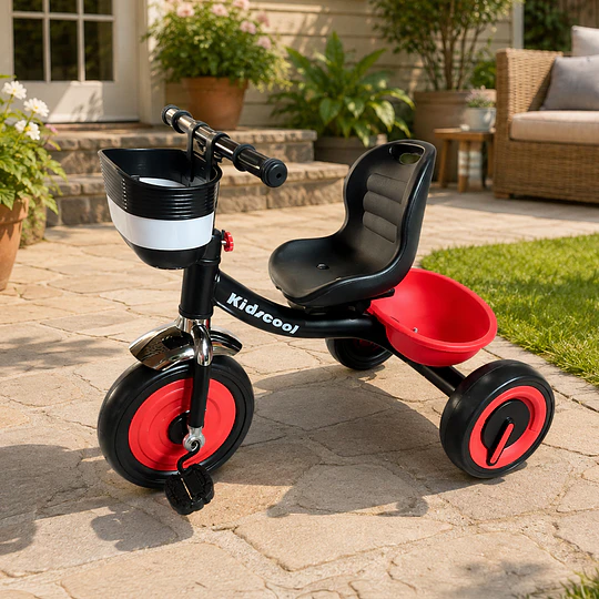 Triciclo Infantil a Pedales Rojo con Canastillo