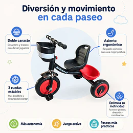 Triciclo Infantil a Pedales Rojo con Canastillo- Preventa 20 de Octubre