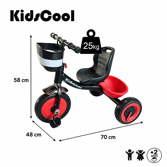 Triciclo Infantil a Pedales Rojo con Canastillo