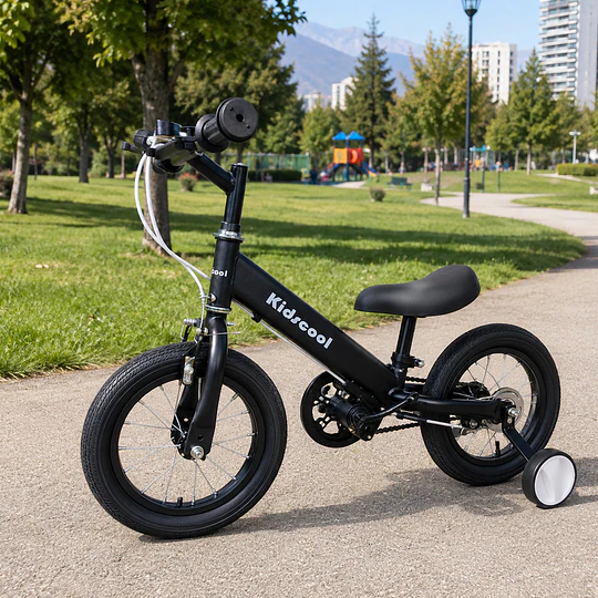 Bicicleta Infantil 2 en 1 Aro12 Negro Balance Pedales Rueditas