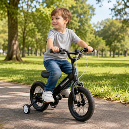Bicicleta Infantil 2 en 1 Aro12 Negro Balance Pedales Rueditas-Preventa 20 de Octubre