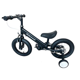 Bicicleta Infantil 2 en 1 Aro12 Negro Balance Pedales Rueditas-Preventa 20 de Octubre