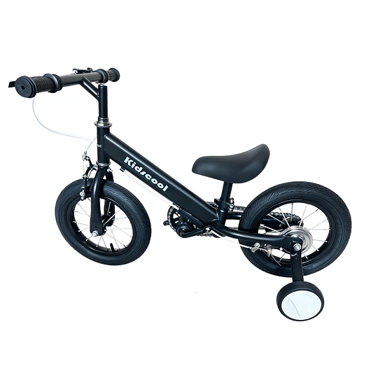 Bicicleta Infantil 2 en 1 Aro12 Negro Balance Pedales Rueditas