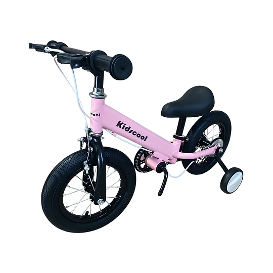 Bicicleta Infantil 2 en 1 Aro 12 Rosado Balance Pedales Rueditas