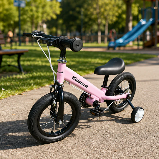 Bicicleta Infantil 2 en 1 Aro 12 Rosado Balance Pedales Rueditas