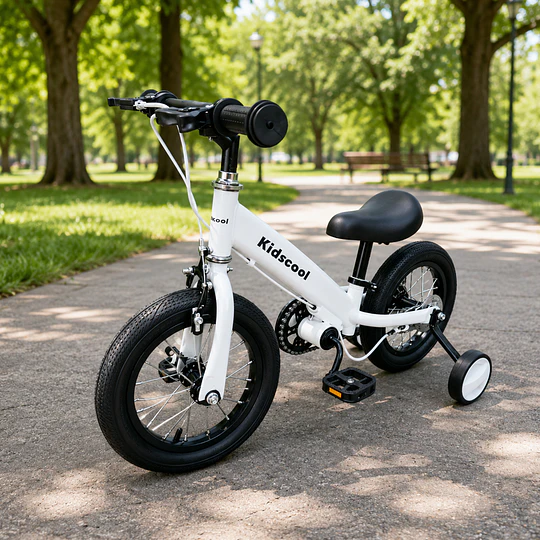 Bicicleta Infantil 2 en 1 Aro 12 Blanco Balance Pedales Rueditas