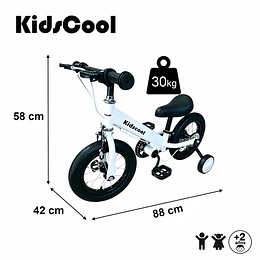 Bicicleta Infantil 2 en 1 Aro 12 Blanco Balance Pedales Rueditas -Preventa 20 de Octubre